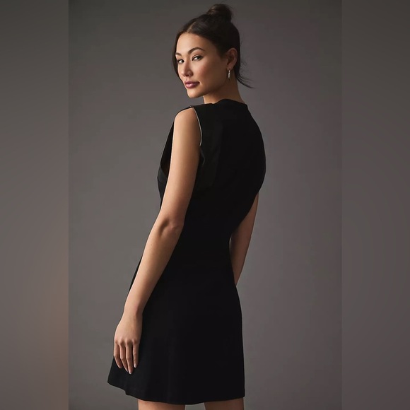 Anthropologie Grey State Size S Rue Mini Dress in Black Faux Leather Trim - Picture 4 of 17